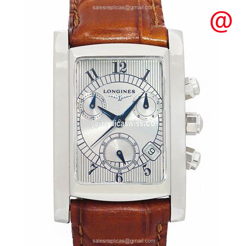 Longines Dolce Vita Replica | Silver Dial, Alligator Brown Strap | Automatic Movement Watch