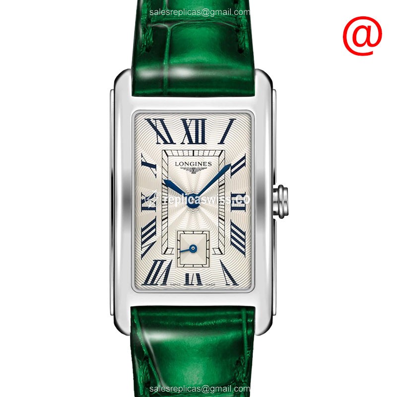 Longines Dolce Vita Replica, Silver Dial, Alligator Green Strap石英自动机械 Watch
