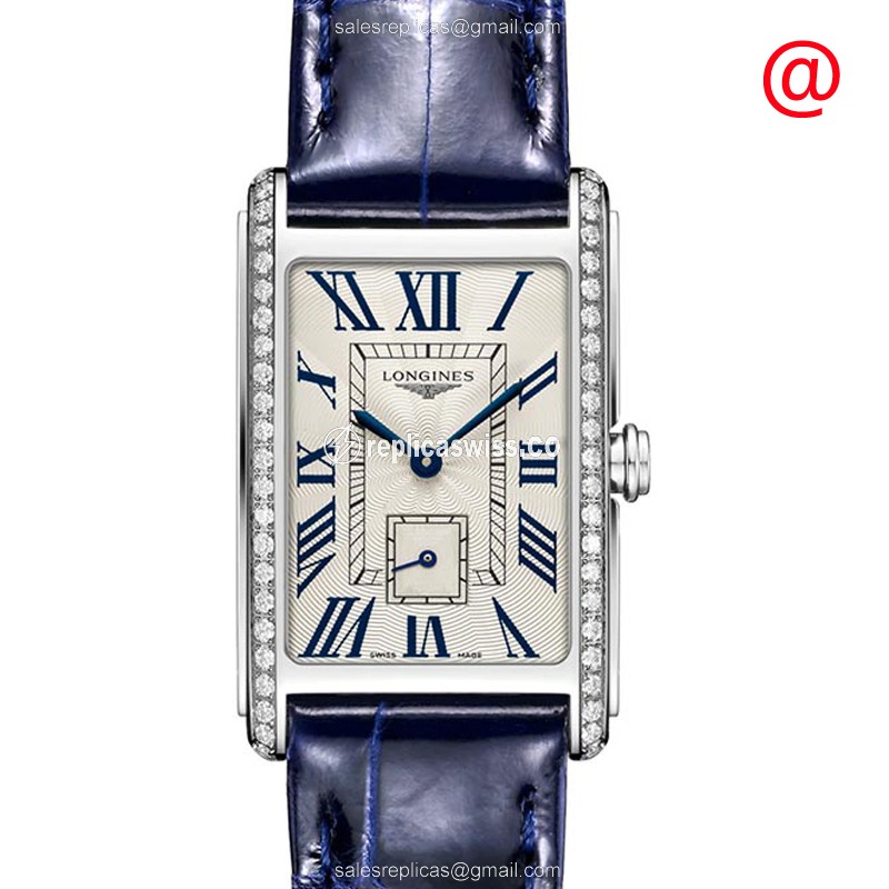 Longines Dolce Vita Replica with Silver Dial Alligator Blue Strap Watch