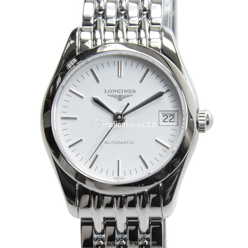 Longines Elegant Series L4.398.4.12.6 Replica, Automatic Movement, Stainless Steel Case & White