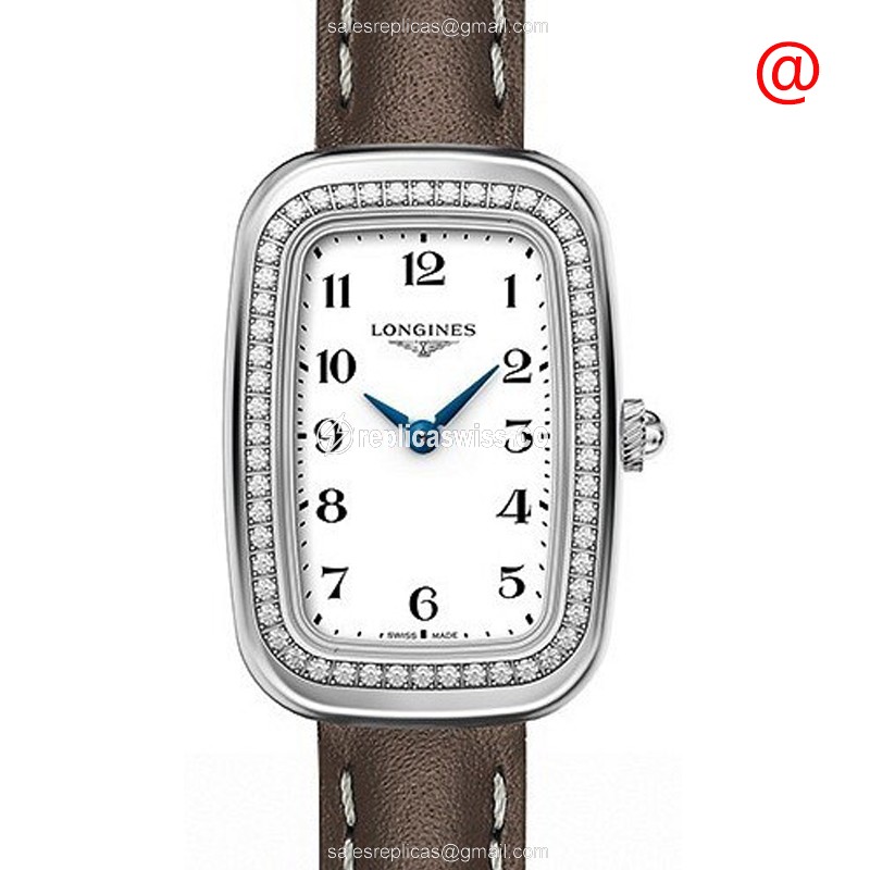 Longines Equestrian Replica with White Dial Leather Strap, Quartz Movement Watch