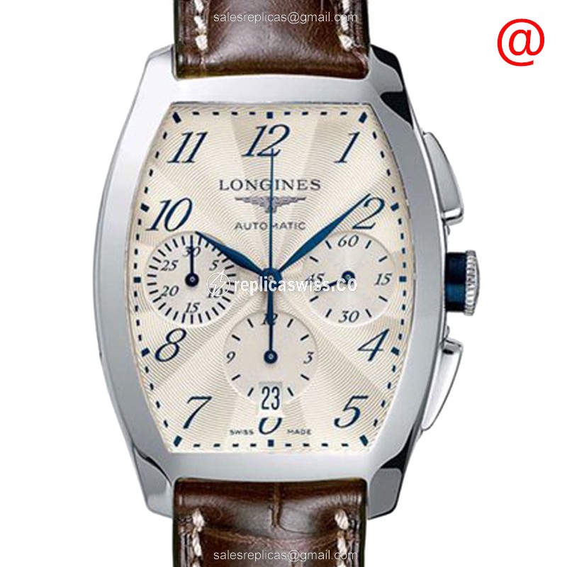 Longines EVIDENZA Replica Watch | Automatic Movement, Silver Dial, Brown Alligator Strap