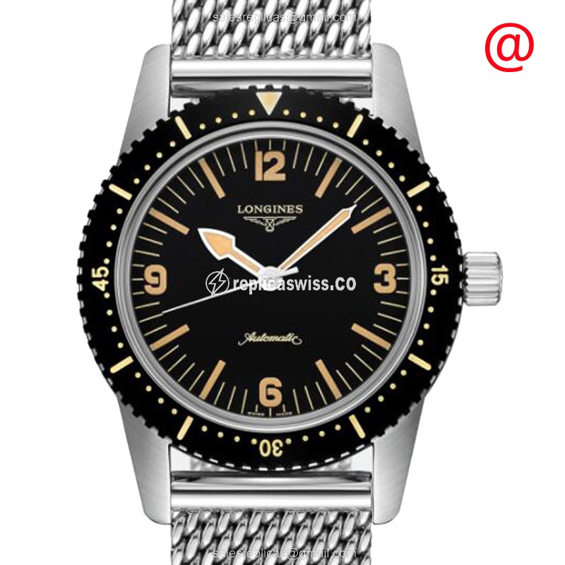 Longines Heritage L2.822.4.56.6 Replica | Automatic Movement | Black Dial, Stainless Steel Case
