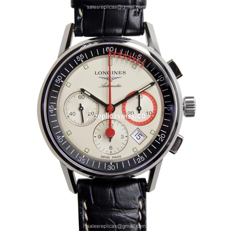 Longines Heritage L4.754.4.72.3 Replica | Automatic Movement | Silver Dial & Alligator Strap Watch