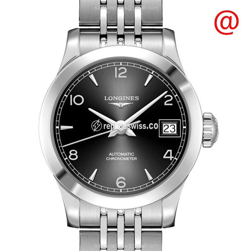 Longines L2.320.4.56.6 Record Replica | Automatic Movement | Black Dial, Stainless Steel Case Watch