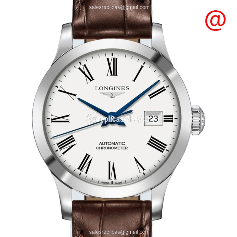 Longines L2.321.4.11.2 Replica, Automatic Movement, Silver Dial & Brown Leather Strap Watch