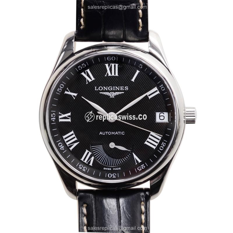 Longines L2.666.4.51.7 Master — Automatic Caliber, Black Leather Strap, Stainless Steel Case Watch