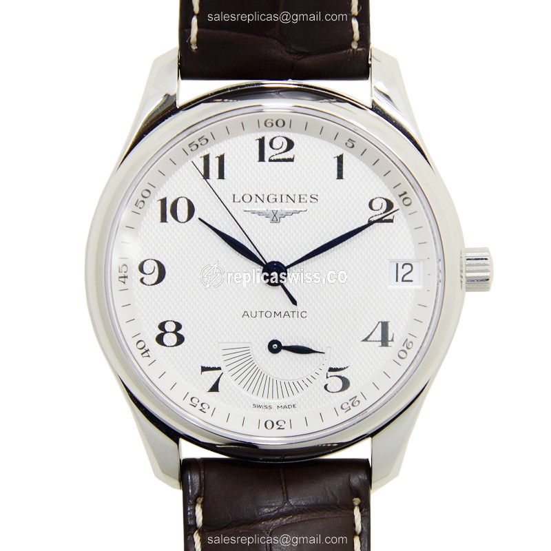 Longines L2.666.4.78.3 Replica, Automatic Movement, Silver Dial, Brown Alligator Strap Watch