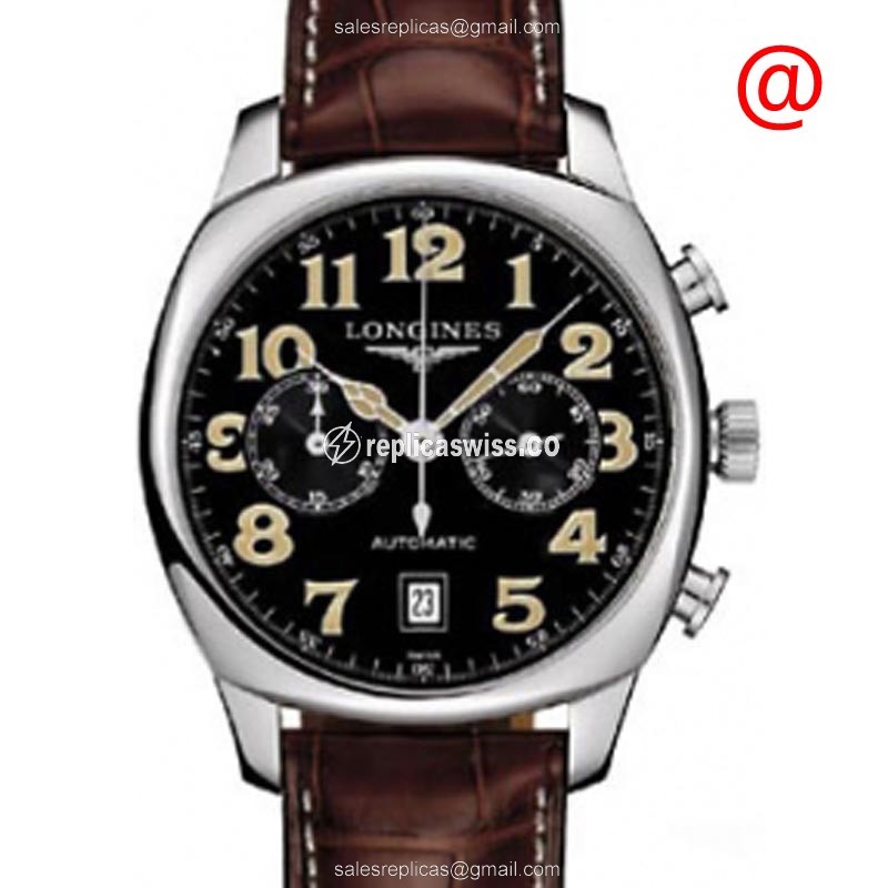 Longines L2.705.4.53.2 Spirit Automatic Watch in Black Dial & Genuine Alligator Strap