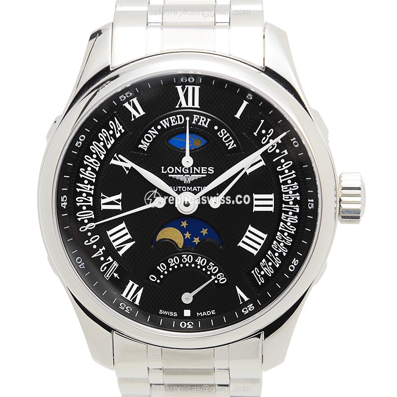 Longines L2.739.4.51.6 Master Automatic Watch in Stainless Steel & Black Dial