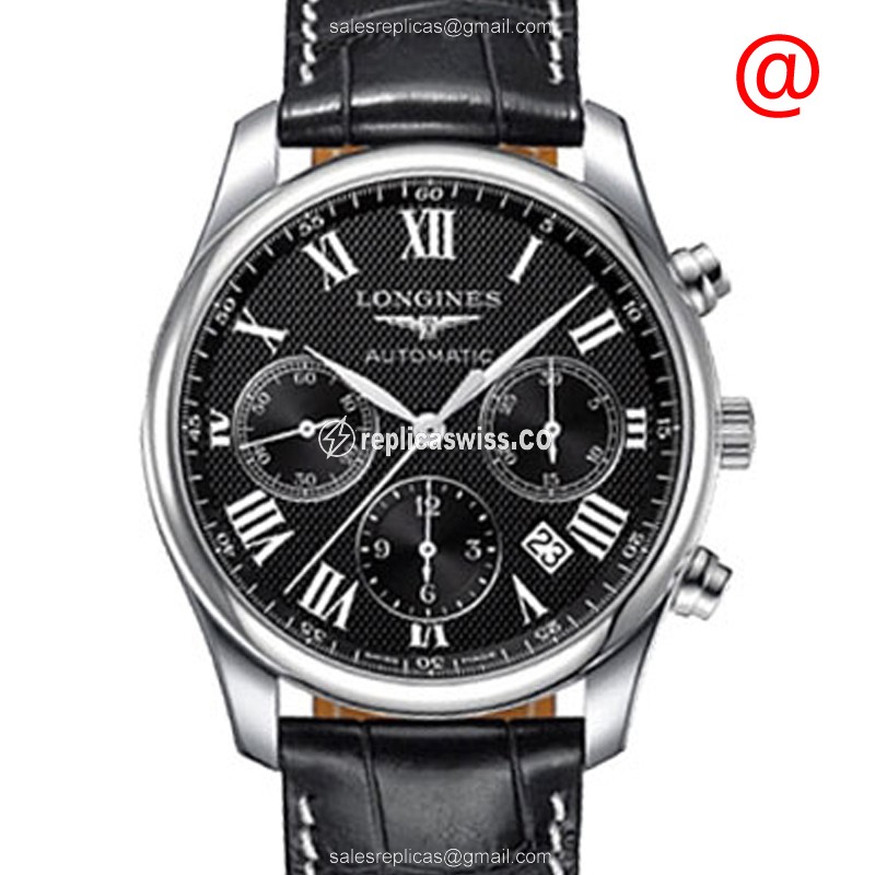 Longines L2.759.4.51.8 Master Replica with Automatic Movement Black Alligator-Strap Steel Case