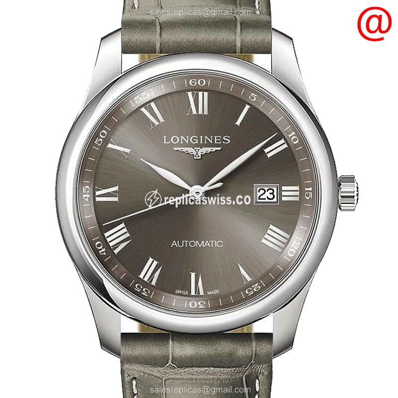 Longines L2.793.4.71.5 Master Automatic — Sleek Gray Dial, Exquisite Alligator Brown Strap Watch