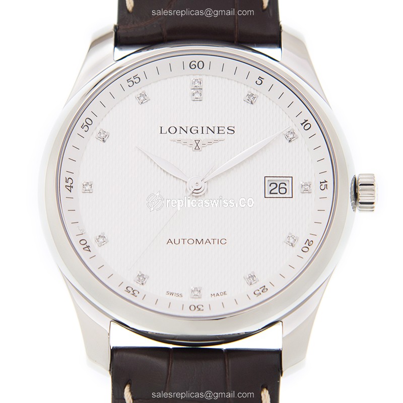 Longines L2.793.4.77.3 Replica Master, Automatic Movement, White Dial & Brown Alligator Strap Watch