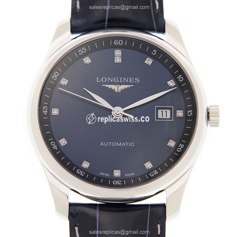 Longines L2.793.4.97.2 Replica Automatic, Blue Dial & Sapphire Crystal, Alligator Blue strap Watch