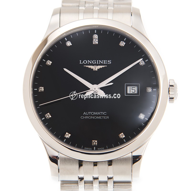 Longines L2.821.4.57.6 Replica Watch | Automatic Movement | Black Dial | Stainless Steel Case