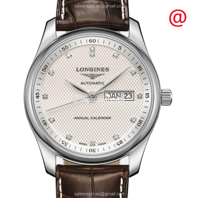 Longines L2.910.4.77.3 Master Automatic — Sleek Silver Dial, Premium Brown Alligator Strap Watch
