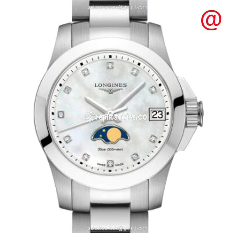 Longines L3.380.4.87.6 Conquest Replica with White Dial Steel Case Watch