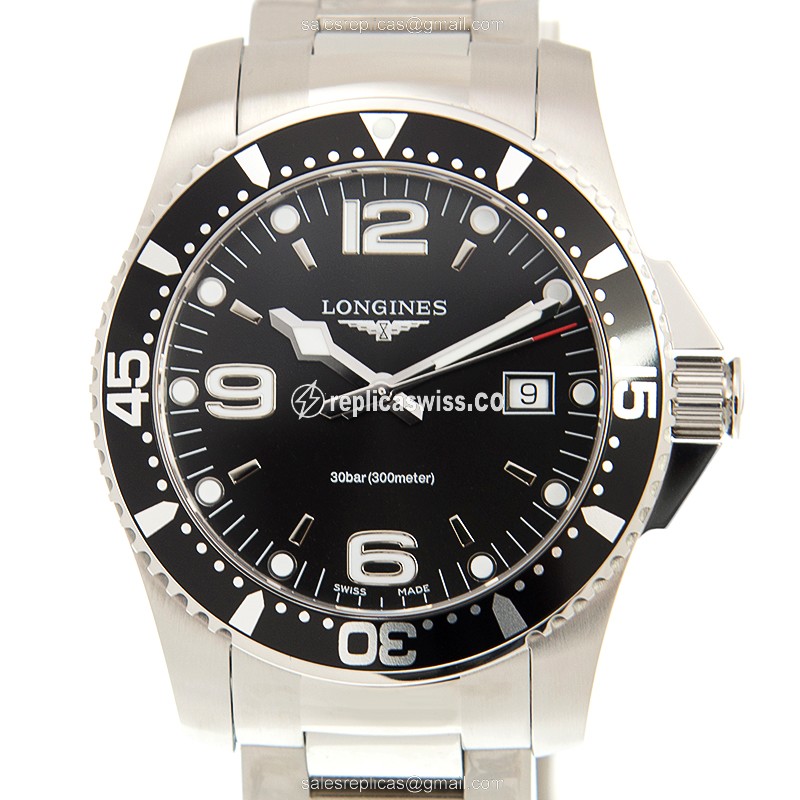 Longines L3.740.4.56.6 CONQUEST Replica | Black Dial | Stainless Steel Case Watch