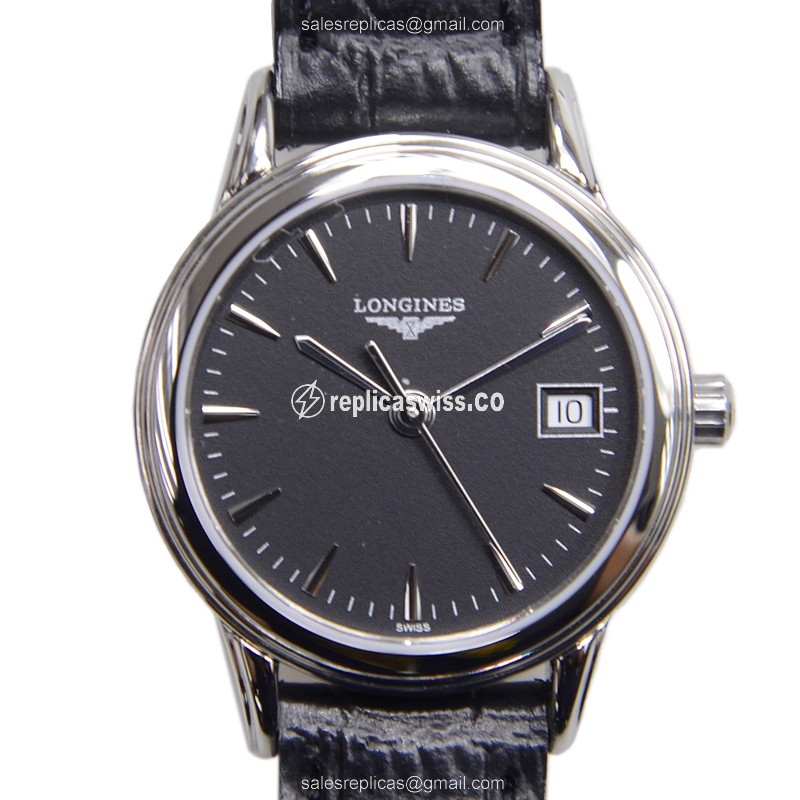 Longines L4.216.4.52.2 Replica, Silver Dial, Automatic Movement, Leather Strap Watch