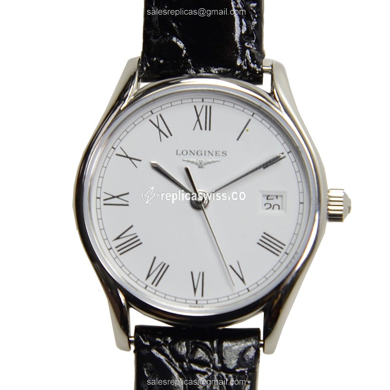 Longines L4.259.4.11.2 LA GRANDE Steel Case, Beige Dial, Quartz Movement, Leather Strap Watch
