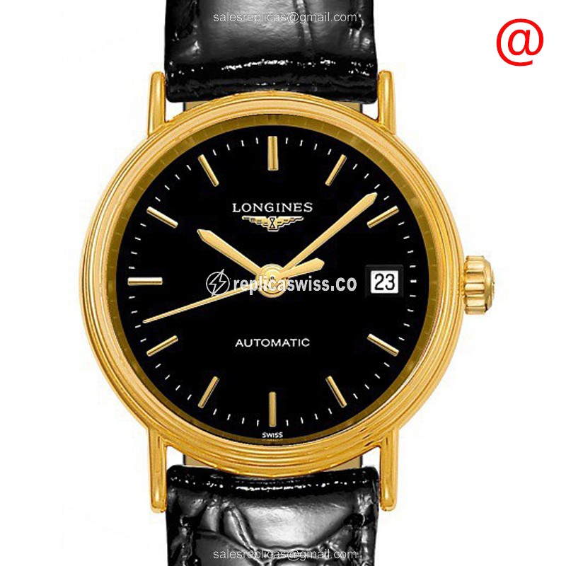 Longines L4.321.2.52.2 PRESENCE Automatic — Exquisite PVD Gold Case & Black Dial Watch