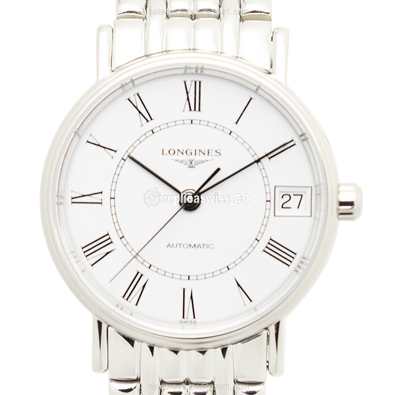 Longines L4.322.4.11.6 PRESENCE replica in stainless steel case & white dial, automatic movement