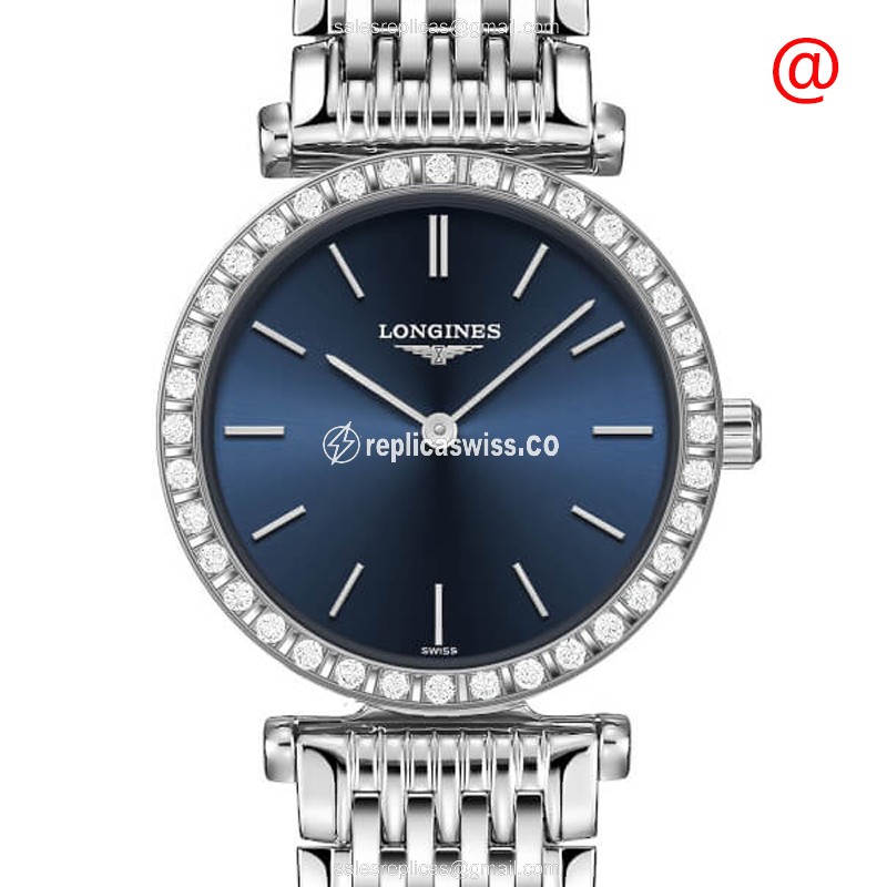 Longines L4.341.0.95.6 Grand Replica | Blue Dial | Stainless Steel Case & Diamond Bezels Watch