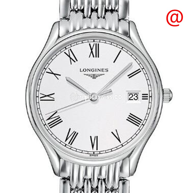 Longines L4.359.4.11.6 Quartz replica with Silver Steel strap, White dial & Crystal case Watch