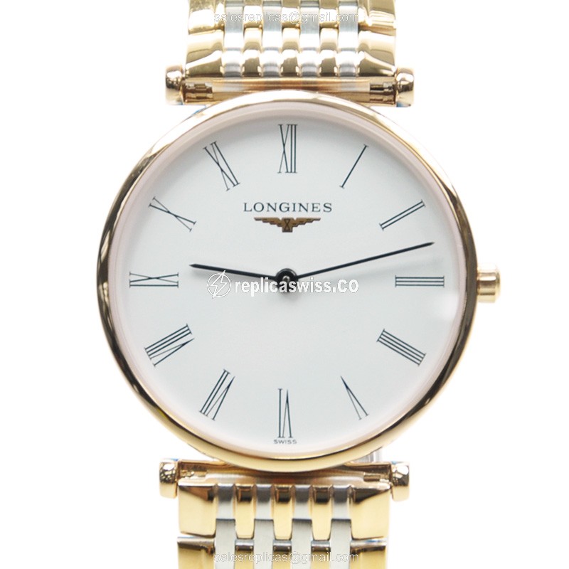 Longines L4.512.1.11.7 Grand Replica | Silver Dial, Gold PVD Case Watch