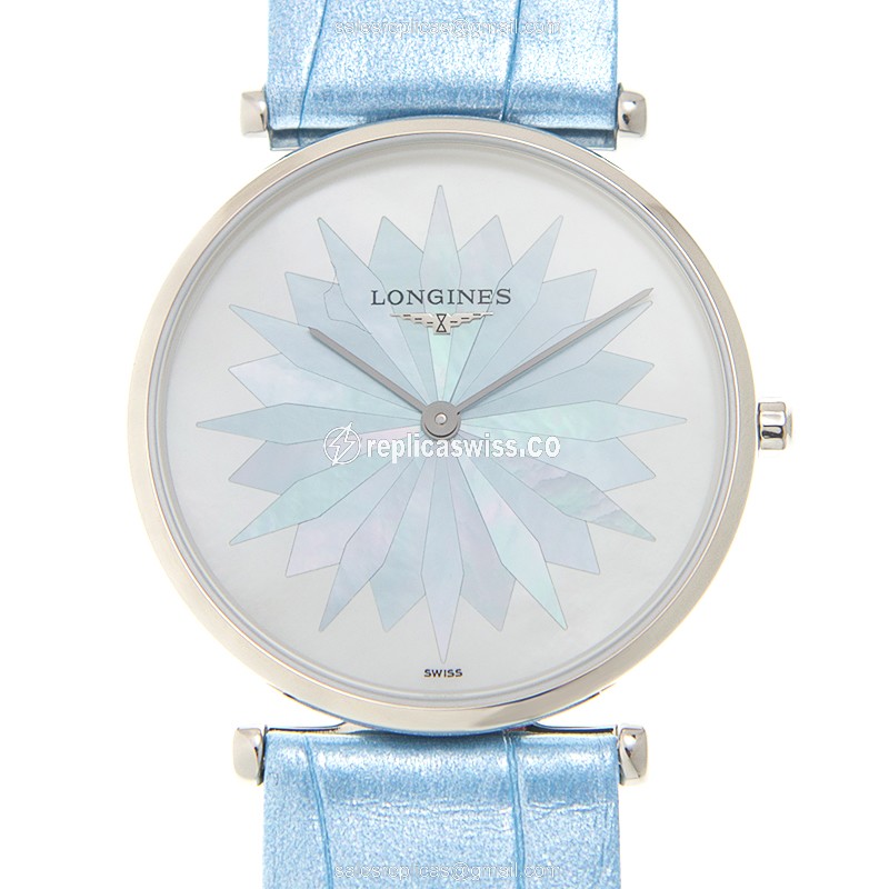 Longines L4.512.4.03.2 Grand Quartz Chronograph, White Dial & Blue strap, Stainless Steel Case Watch