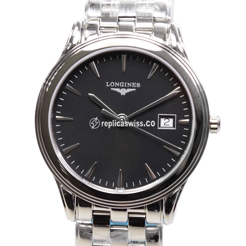 Longines L4.716.4.52.6 Flagship Replica with Black Dial Stainless Steel Case Watch