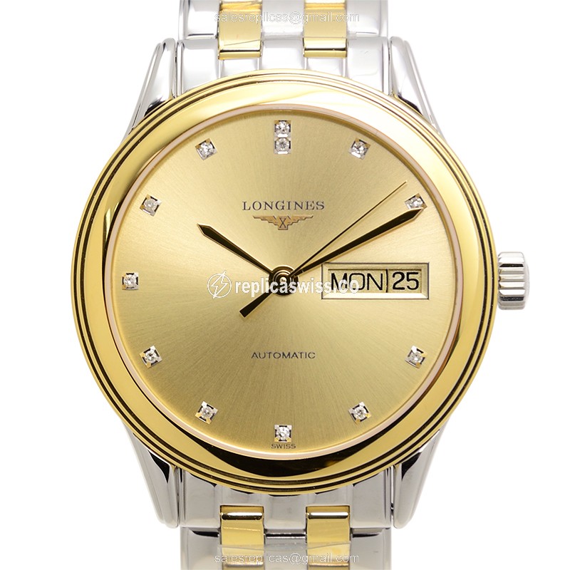 Longines L4.799.3.37.7 Replica, Automatic Movement, 18kt Gold Case & Silver Strap Watch