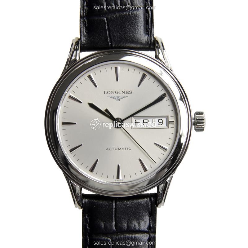 Longines L4.799.4.72.2 Replica, Automatic Movement, Gray Dial, Alligator Strap Watch
