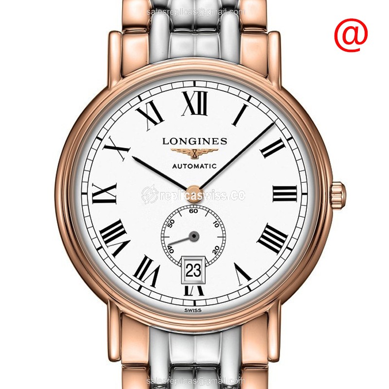 Longines L4.805.1.11.7 PRESENCE Automatic 18kt Steel & Gold Timepiece, White Dial, Sapphire Crystal