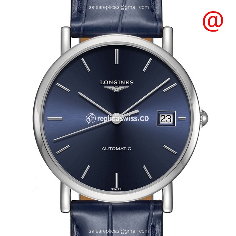Longines L4.809.4.92.2 Elegant Replica with Blue Dial & Automatic Movement, Leather Strap Watch
