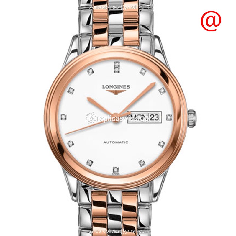 Longines L4.899.3.99.7 Flagship Timepiece in White Dial & 18kt Gold Case Watch