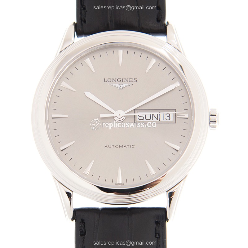 Longines L4.899.4.72.2 Replica, Automatic Movement, Gray Dial, Leather Strap Watch