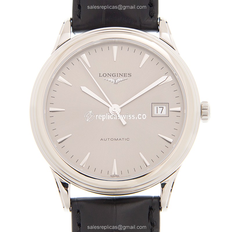 Longines L4.974.4.72.2 Replica Watch | Automatic Movement | Gray Dial & Alligator Strap