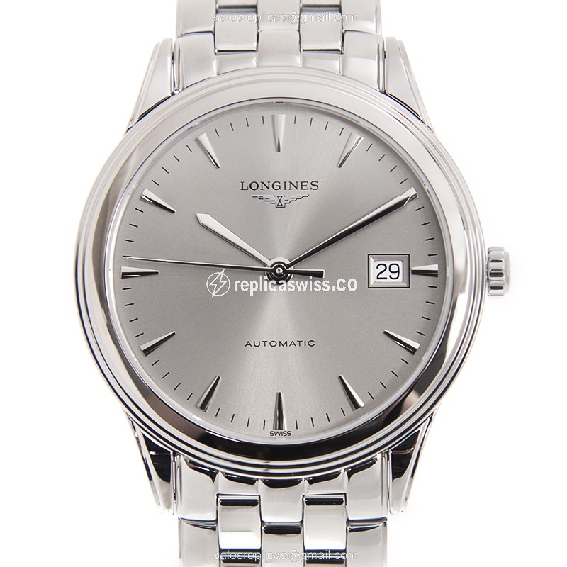 Longines L4.974.4.72.6 Replica Watch | Automatic Movement | Gray Dial, Silver Strap