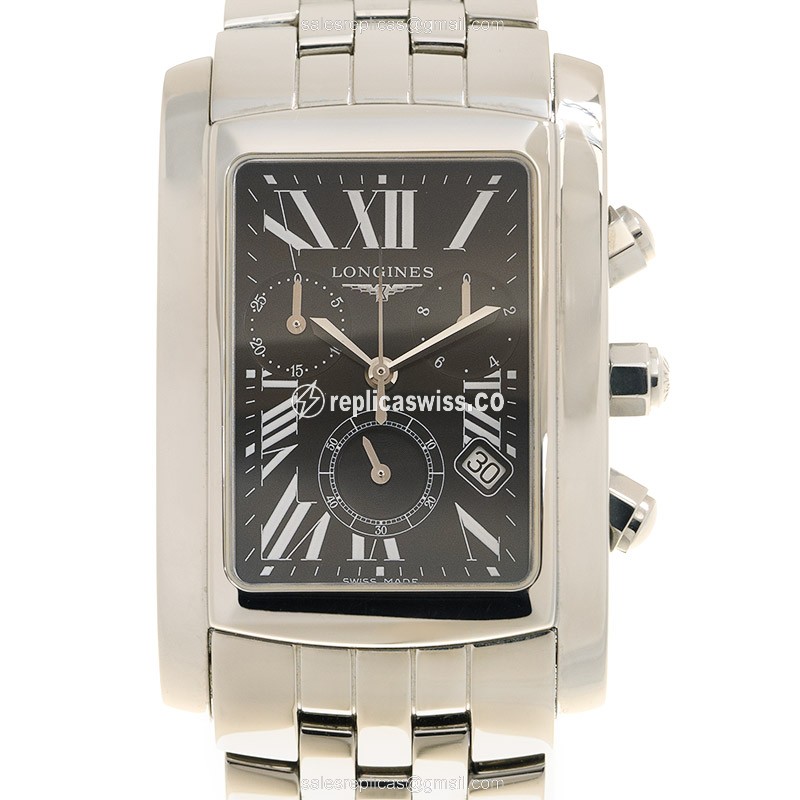Longines L5.680.4.79.6 Dolce Vita Steel Case Replica with Black Dial Silver Strap Watch