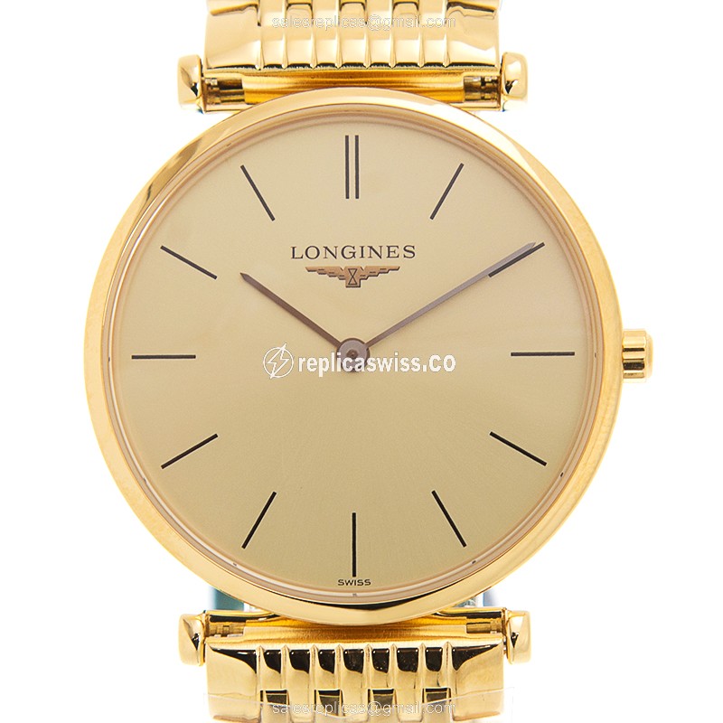 Longines LA GRANDE Gold PVD Case, Gold Dial & Clasp Replica Watch with Sapphire Crystal