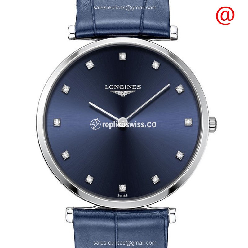 Longines LA GRANDE Quartz Replica in Stainless Steel & Blue Dial, Genuine Sapphire Crystal Watch