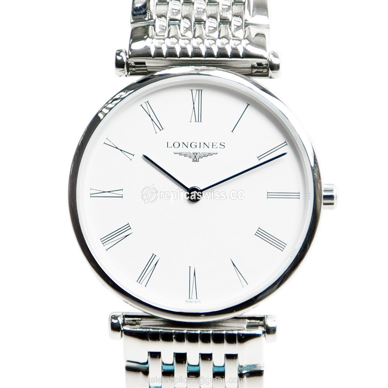 Longines LA GRANDE Quartz Replica, White Dial, Stainless Steel Case & Silver Strap Watch