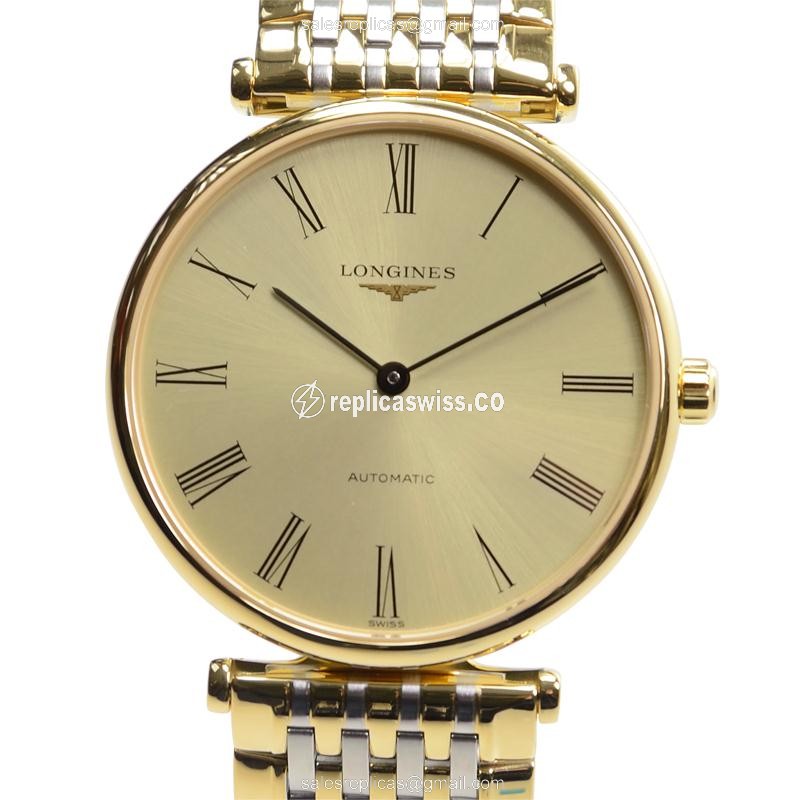 Longines LA GRANDE Replica Watch | Automatic Movement, 18kt Gold Case, Gold Dial & Clasp