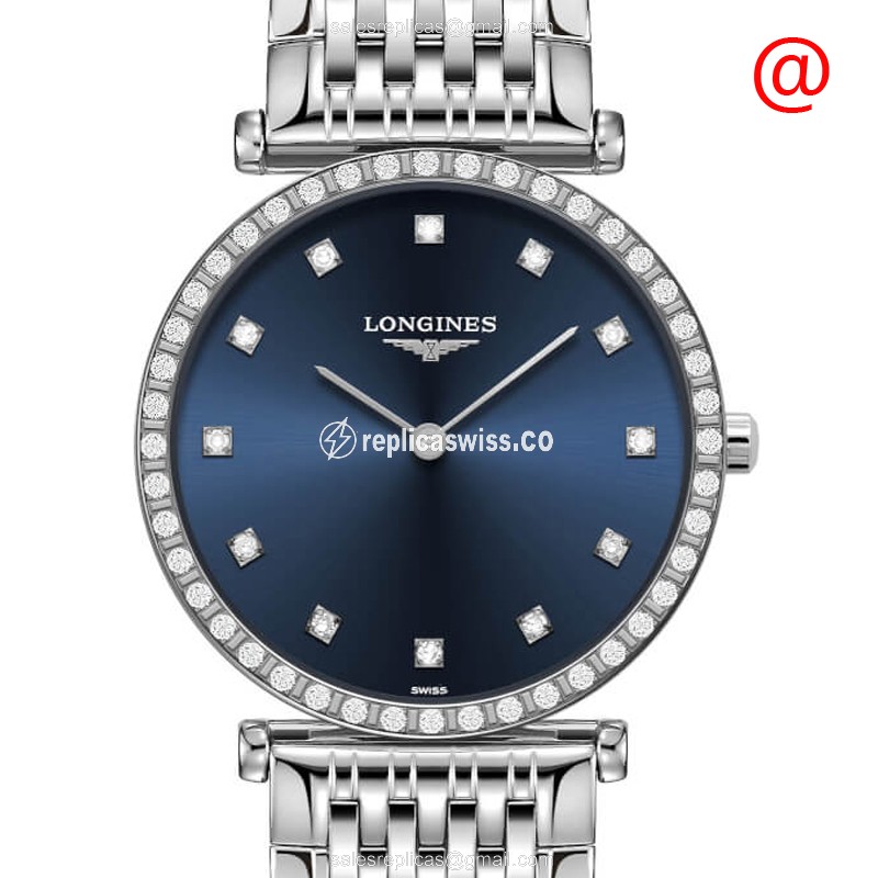 Longines LA GRANDE Stainless Steel Quartz Replica with Blue Dial Silver Steel Strap Watch