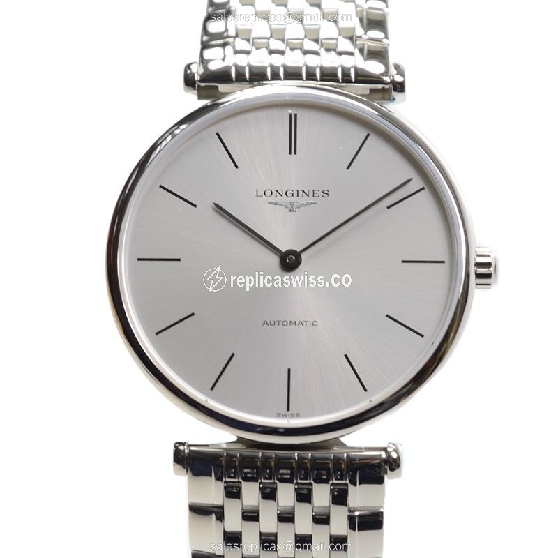 Longines LA GRANDE Stainless Steel Replica, Automatic Movement, Silver Dial & Clasp Watch