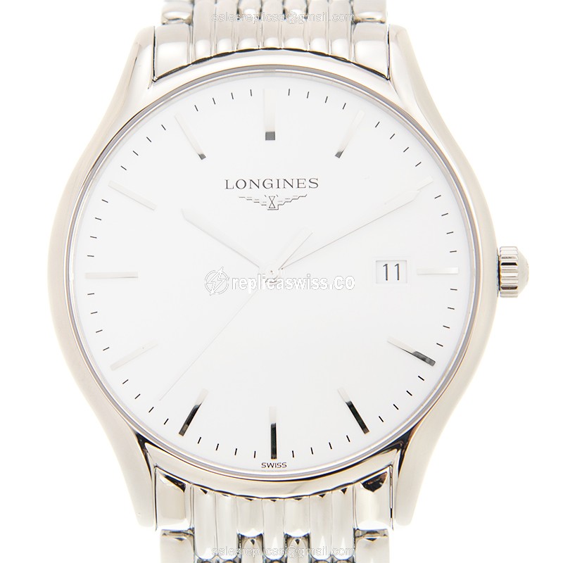 Longines Lyre Quartz Watch in Stainless Steel with White Dial & Silver Clasp
