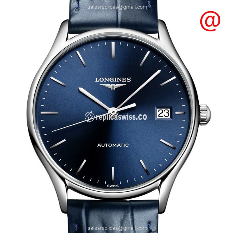 Longines Lyre Replica in Blue Dial & Steel Case, Automatic Movement Leather Strap Watch