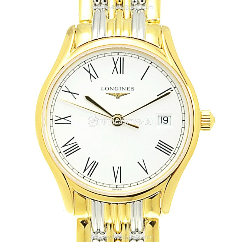 Longines Lyre Replica with White Dial Gold PVD Case, Quartz Movement Watch