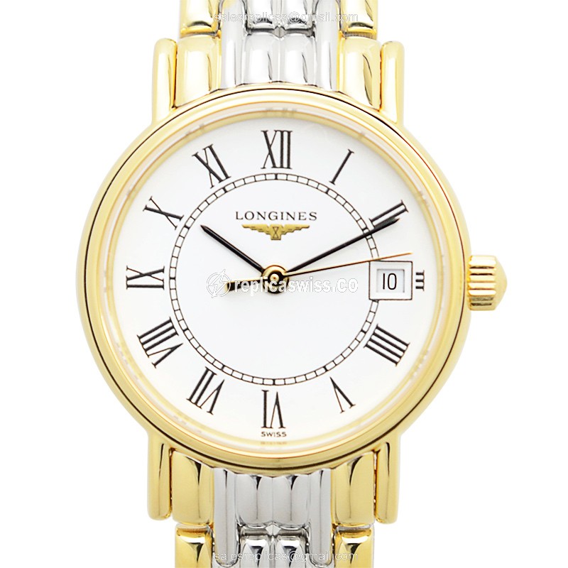Longines Presence L4.220.2.11.7 Replica, White Dial, Gold-Plated Case & Silver Band Watch